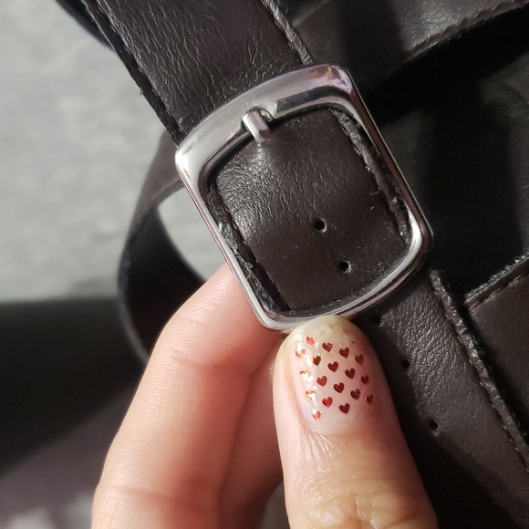 Y2K Early 2000's Callisto Strappy Chocolate Brown Faux Leather Wedge Heels - Picture 9 of 17